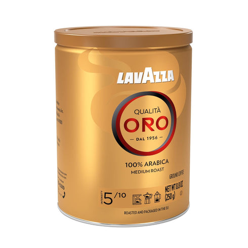 100% 8.8 oz (Pack 6) Lavazza Qualit Oro Ground Coffee, Medium Roast, Arabica, Tin