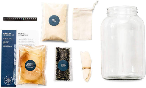 Urban Kitchen Kombucha 1 Starter Kit Includes Organic SCOBY, Starter Liquid, Gallon Glass Jar, Temp Gauge, Tea