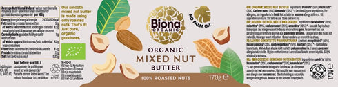 Biona 170g Organic - Mixed Nut Butter