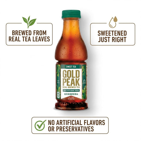 10-Pack 18.5 oz Gold Peak Variety Tea Bottles Extra Sweet, Georgia Peach, Lemon Sweetened, Sweet'd Black & Sweet Green