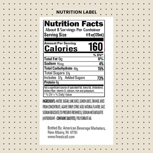 1 (33.8 Oz), Pack 3 Finest Call Premium Juice Lime Sour Drink Mix, Liter Bottle Fl