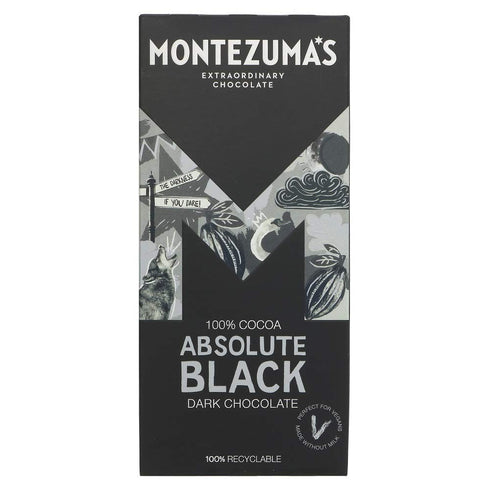 Montezuma Absolute Black Dark Chocolate 100 Per Cent Cocoa 90g