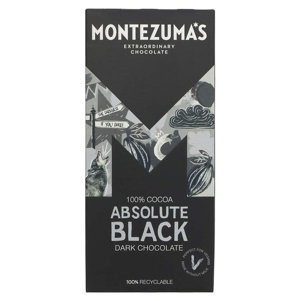 Montezuma Absolute Black Dark Chocolate 100 Per Cent Cocoa 90g
