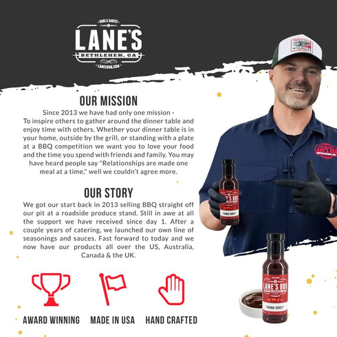 13.5 Oz Lane's Kinda Sweet BBQ Sauce, All-Natural Chicken Marinade Barbecue Sauce, Perfect for Beef, Pork, Marinated