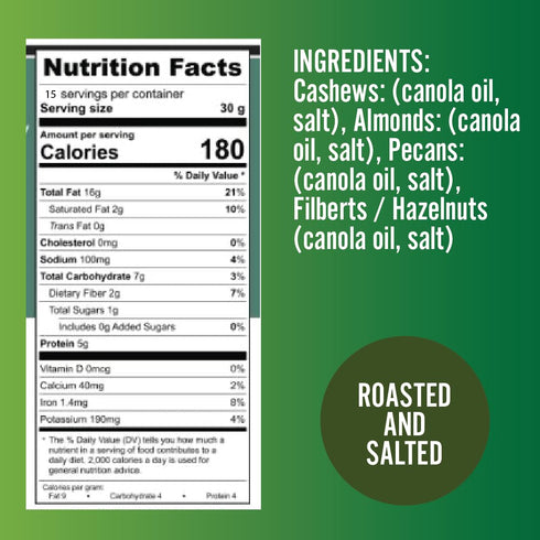 Filberts (16oz Germack - Fancy Deluxe Mixed Nuts - Almonds, Cashews, Pecans and (Hazelnuts) - Roasted and Salted Jar)