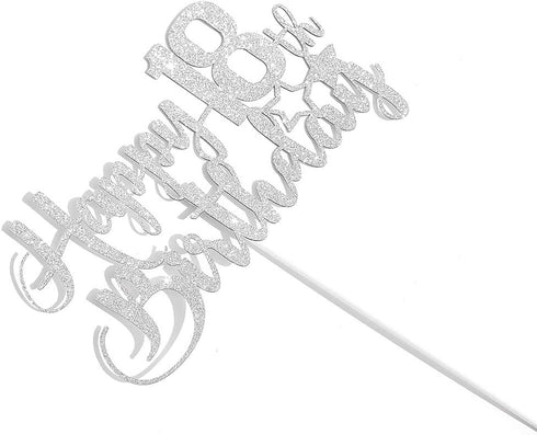 Silver Glitter Happy 18th Birthday Cake Topper - 18th Birthday Party Decoration