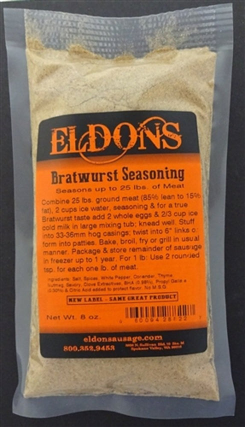 Eldons Bratwurst Fresh Sausage Seasoning Seasons 25 Lbs. #882