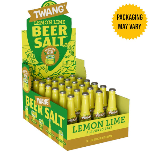 1.4 (Pack 24) Twang Flavored Beer Salt Seasoning, Lemon Lime, Toppings for Beer, Hard Seltzers, Canned Cocktails