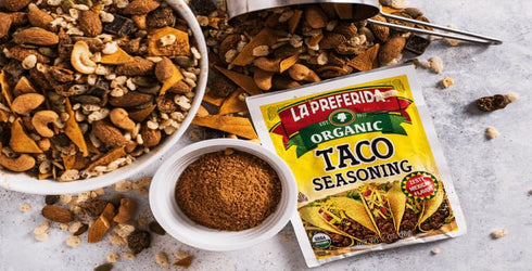 Pack) La Preferida Organic Taco Night Party Kit - Refried Beans, Black Beans, Spanish Rice, Taco Seasoning, Al Pastor