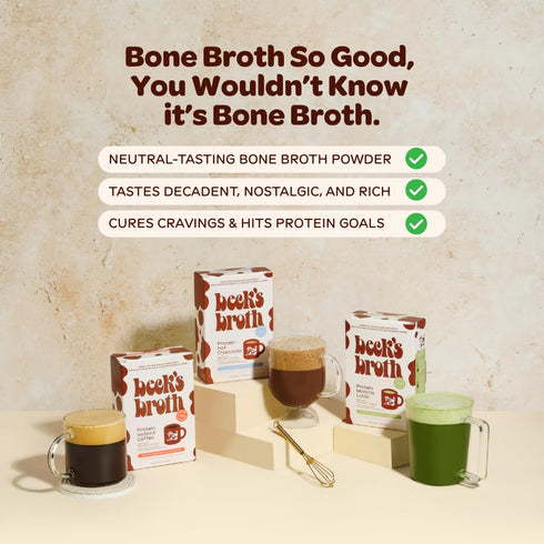 (5-Pack) Beck's Broth Protein Hot Chocolate | Made w/Pasture Raised Bone Broth Powder | Dairy Free, Gluten Free | High