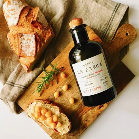 16.9 Oz (500 ml) Finca La Barca | Smoked Arbequina | Extra Virgin Olive Oil | Extremadura Spain | Finishing & Drizzling