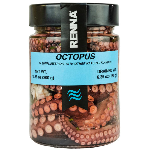 Renna, Fresh Whole Wild Octopus Tentacles in Oil, 10.58oz, Tender, Mediterranean Seafood