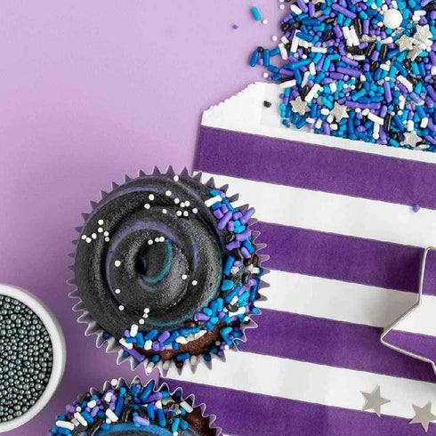 Galaxy Sprinkles for Cupcakes & Cakes | Space Sprinkles for Cake Decorating | Silver Star Sprinkles Made in USA