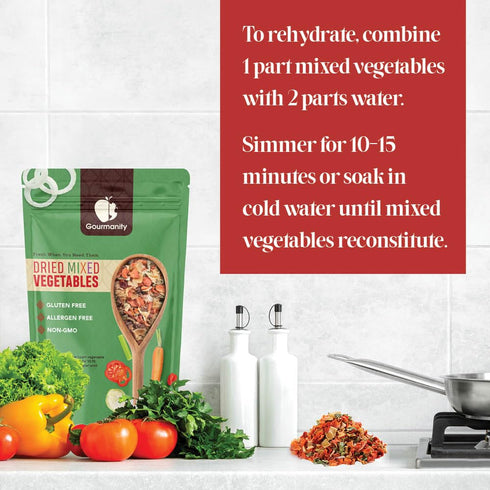 1lb Tasty Vegetable Soup Blend, Dehydrated Vegetables for Ramen Toppings, Stews, and Emergency Food, Bulk Resealable