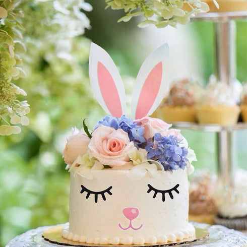 Qerleny Happy Birthday Cake Topper, Little White Rabbit Set for Birthday Party Decoration
