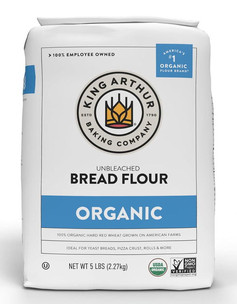 King Arthur 100% Organic Bread Flour, Unbleached, 5 lb (Pack of 1)