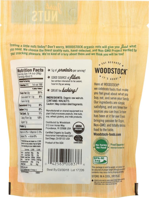 5.5 oz (156 5.5 oz (156 2pcs Woodstock, Organic Walnuts, Halves and Pieces, g) Woodstock, Organic Walnuts, Halves