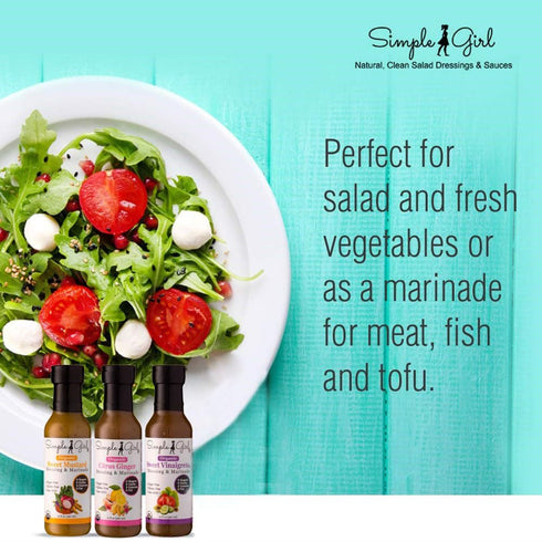 Simple Girl Dressing-3 Pack- Salad Bottle Sweet Vinaigrette, Sweet Mustard And Citrus Ginger