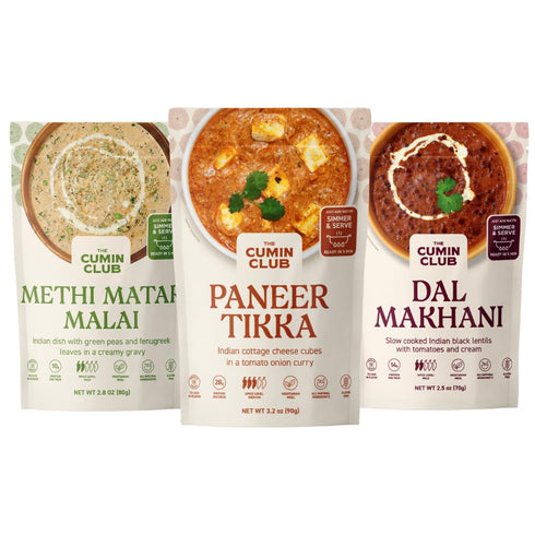 The Cumin Club Indian Meal Kit - Paneer Tikka Masala, Methi Matar