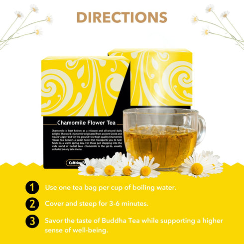 Buddha Teas - Organic Chamomile Flower Tea - Herbal Tea, Caffeine Free, 18 Tea Bags (Pack of 1)