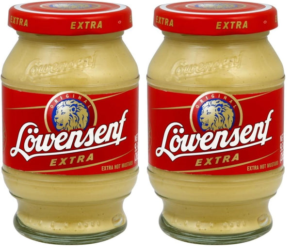 Loewensenf Lowensenf Mustard in Jar, Extra Hot, 9.3 Ounce (Pack of 2)