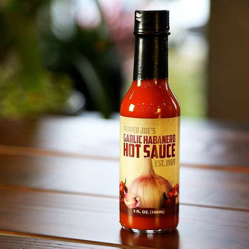 5 Pepper Joes Garlic Habanero Hot Sauce Gourmet Roasted Garlic Hot Sauce with Red Habanero Peppers Mild Heat