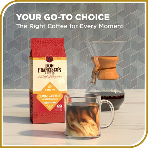 100% 3-Pack 12 oz Don Francisco's Caramel Spiced Rum Ground Coffee, Medium Roast Arabica, Seasonal Flavored Coffee