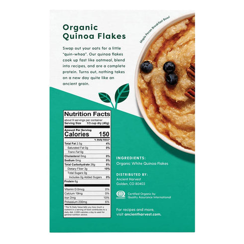 (1) 12 Ancient Harvest Organic Gluten-Free Quinoa Flakes, A Natural Substitution to Oatmeal or Cereals, Ounce Box