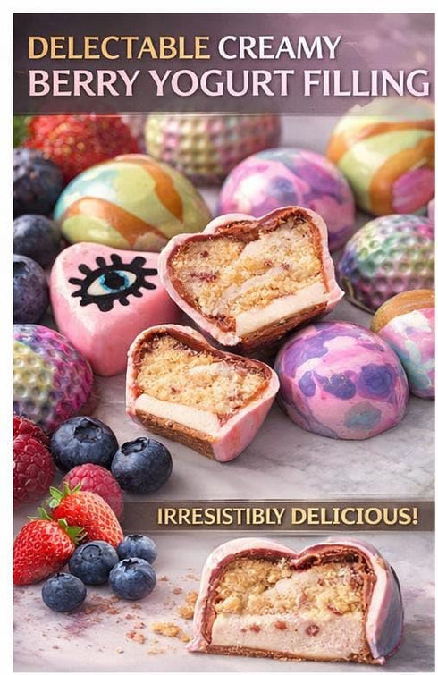 Generic Berry Yogurt Indulgence - By Chef Gabriela Polanco Handcrafted Artisan Chocolate Bonbons, Multicolored