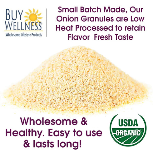14 oz Organic Onion Granules, Bulk Bag, Granulated Red Onions Scallion Rich Flavor Aroma and Fresh Taste Granulated