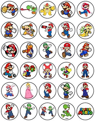 30 Edible Cupcake Toppers – Classic Video Game Themed Collection of Cake Decorations