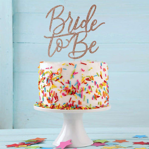 Rose Gold Bride To Be Cake Topper, Bridal Wedding Shower Cake Decorations (Double-sided Glitter)