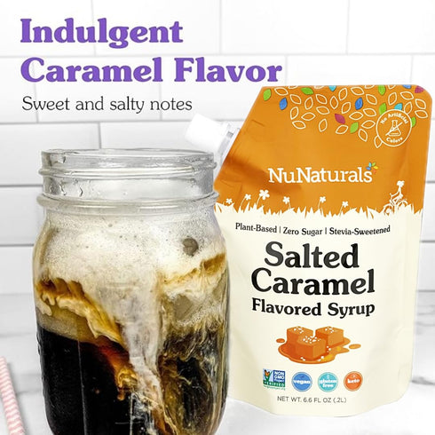 6.6 oz (3-Pack) NuNaturals Stevia Syrup, Sugar-Free Sweetener, Plant-Based Sugar Substitute, Zero Calorie, Salted