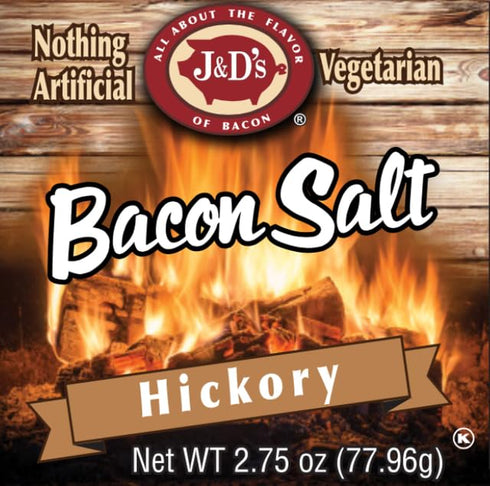 2.5 J&D's Bacon Salt, Original, Ounce, Bacon-Flavored Seasoning Salt, Vegan, Vegetarian, Kosher (Hickory)