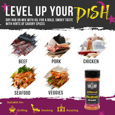 Lane's Spellbound Pork Rub Seasoning - All-Natural BBQ Rib Rub, Premium Butt Rub, Sweet BBQ Rubs, 4.6 Oz