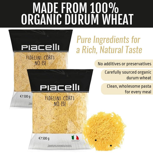 Piacelli 2pk Short fidelini pasta - Protein Pasta Made from Fine Durum Wheat Semolina for Rich Flavor - Enjoy Organic