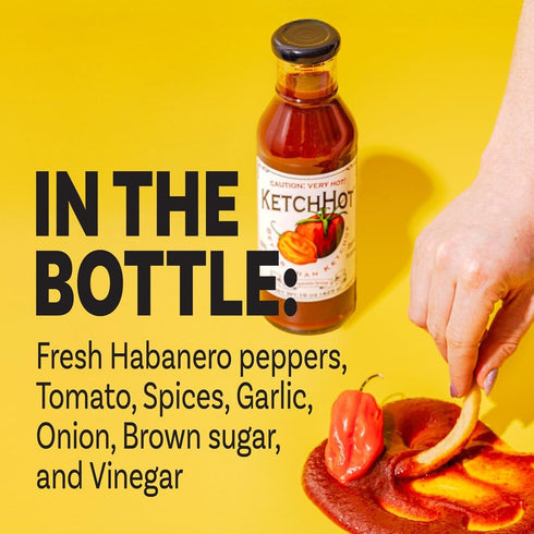 15 oz Pack 2 KetchHot Habanero Spicy Ketchup - Small-Batch, All-Natural Tomato Catsup with Heat - Nothing Artificial