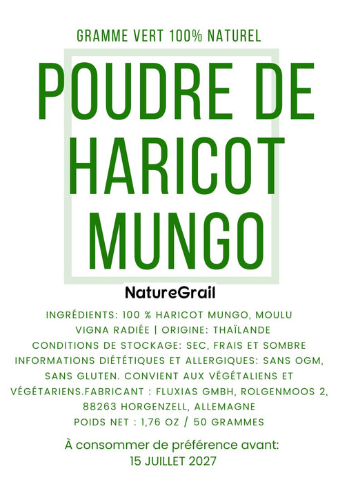 100% 1.76oz/50g Mung Bean Powder, Made From Vigna Radiata - Pure Green Gram, Natural Moong Bean Powder - Net Weight:
