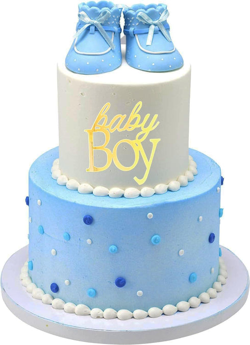 Wkeldr Gold Baby Boy Cake Topper, Baby Shower Party Decoration for Boy,Baby Shower Cake Sign,Pregnancy Reveal, Baby