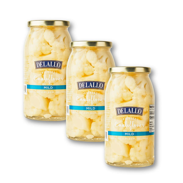 DeLallo Mild Pickled Cauliflower in Tangy Vinegar Brine, Crispy Crunch Texture, Naturally