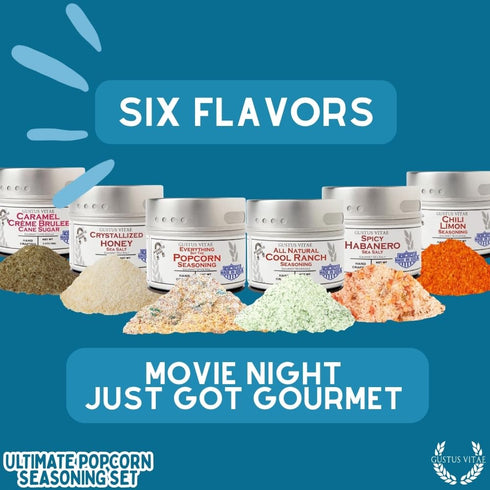 Set Pack 6 Packed, Ultimate Popcorn Seasoning - Six | Authentic Small Batch Seasoning Mixes | Gourmet All Natural Spice