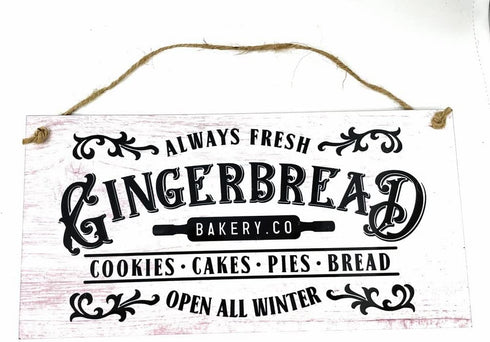 tiggersmall GINGERBREAD BAKERY Co Cookies Cakes Pies Bread Open All Winter 6x12 in