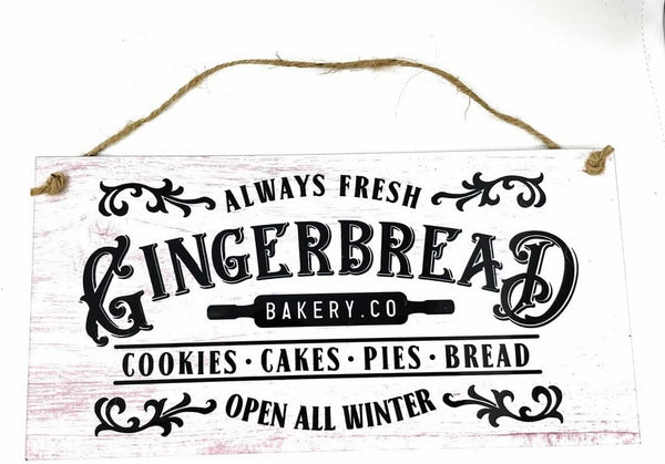 tiggersmall GINGERBREAD BAKERY Co Cookies Cakes Pies Bread Open All Winter 6x12 in
