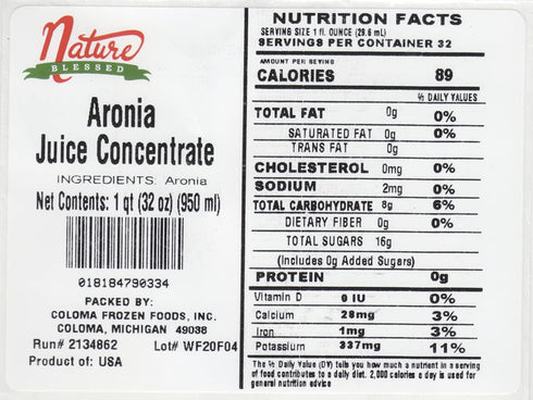 100% 1 (1/32 oz Nature Blessed Pure Aronia Berry Fruit Juice Concentrate - Quart fl bottle), Applications: Excellent