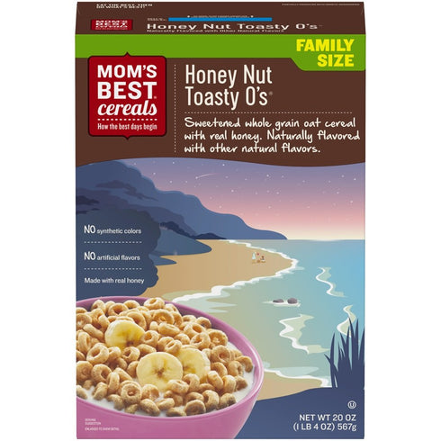 Mom's Best 20 (Pack 10) Honey Nut Toasty O's Cereal, Non-GMO Project Verified, Made with Whole Grain, No High Fructose