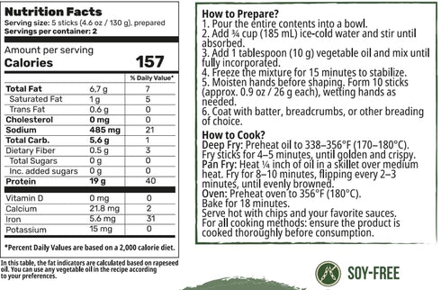 4-Pack ~1 Creative Pea Fish-Style Mix | Makes kg | Shelf-Stable Vegan Protein | Just Add Water & Oil | Easy Fish Cakes