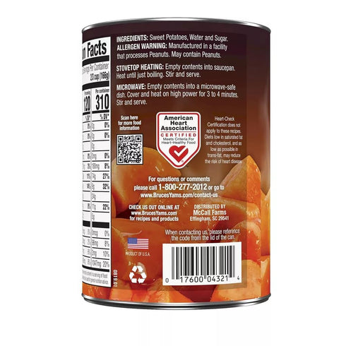 Bruce Foods 15oz (4 Pack) Bruce's Yams Sweet Potatoes in Syrup Cans