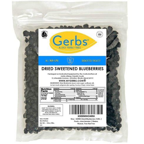 2 lbs. 14 Gerbs Dried Sweetened Blueberries | Unsulfured, No Artificial Additives, Resealable Bag | Naturally Sweet