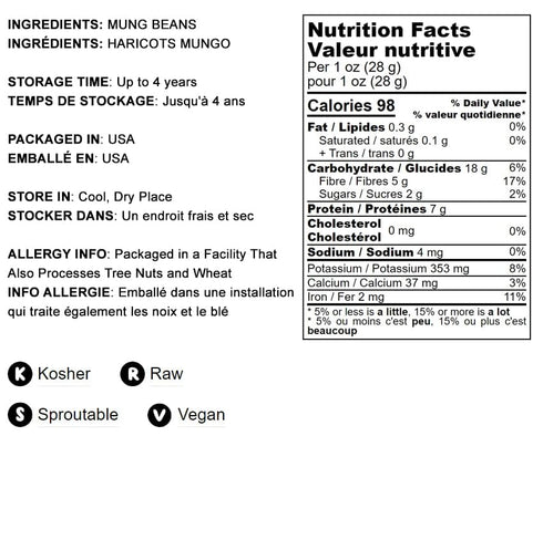 1 Food to Live - Mung Beans, Pound Whole, Dried, Raw Moong, Kosher, Vegan, Sirtfood, Bulk Green Gram, Low Sodium, Good