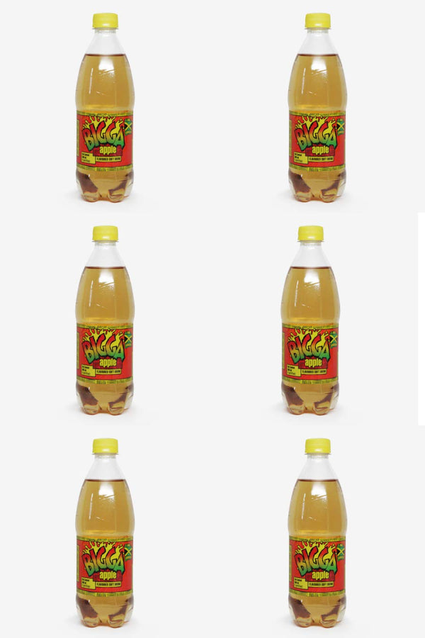 Wisynco Bigga Jamaican Soda Soft Drink 20oz, 6 Pack (Apple)
